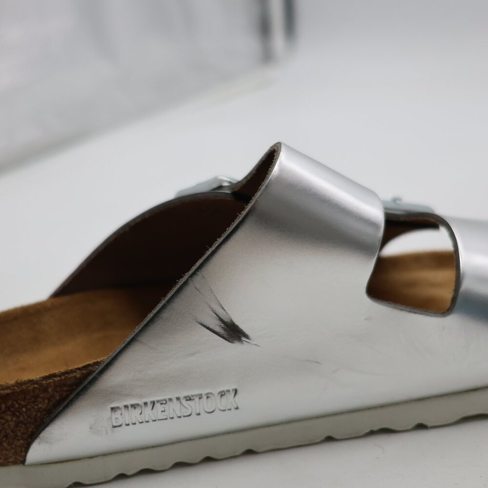 Birkenstock Arizona Women's EU 40 US 9 Soft Footbed Silver Leather - Picture 10 of 10